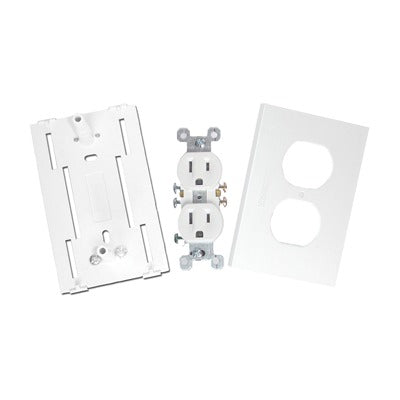 Contacto eléctrico doble, soporte y tapa color blanco de PVC auto extinguible, para canaleta TEK100 (5591-10200)