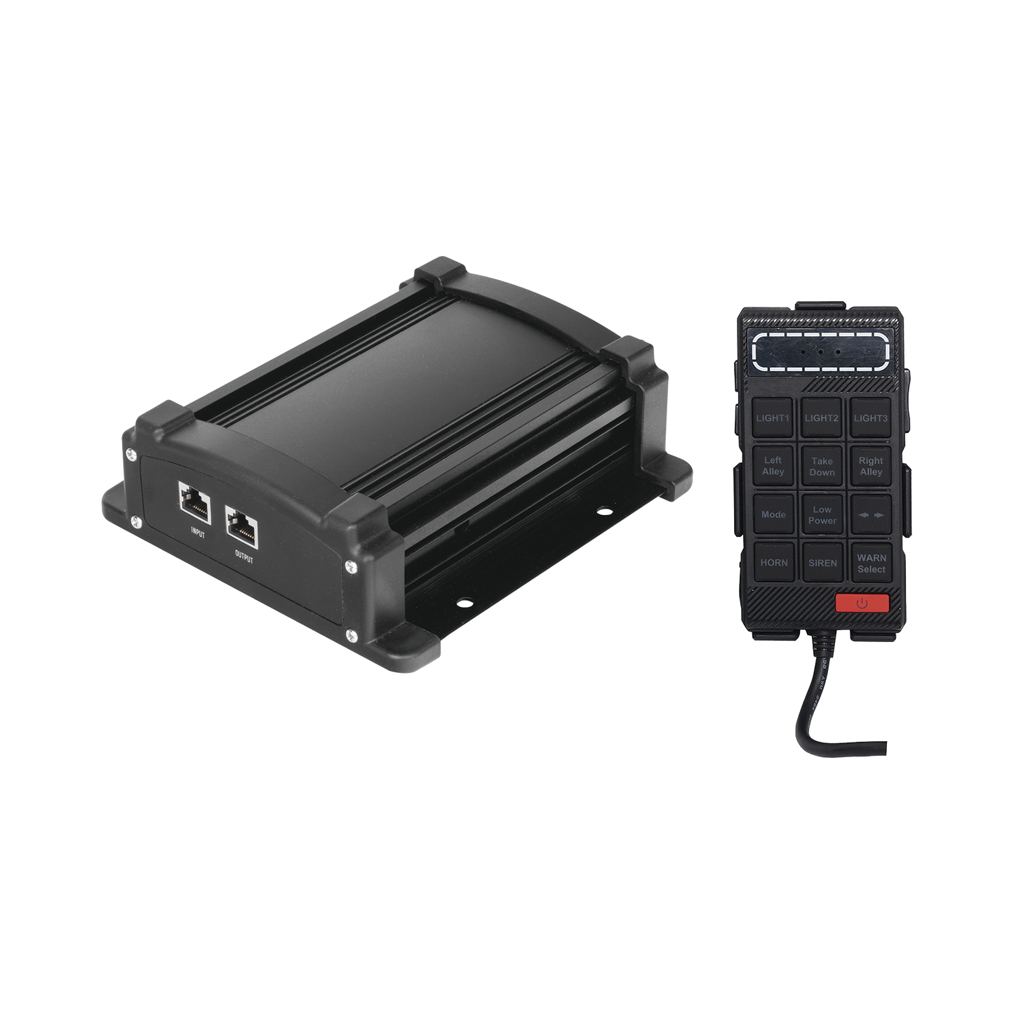 Sirena Vehicular de 100W de Potencia Con Controlador Unimando, Control de Tonos, Patrones de destello de Barras de Luces X67RB / X75RBS y Micrófono