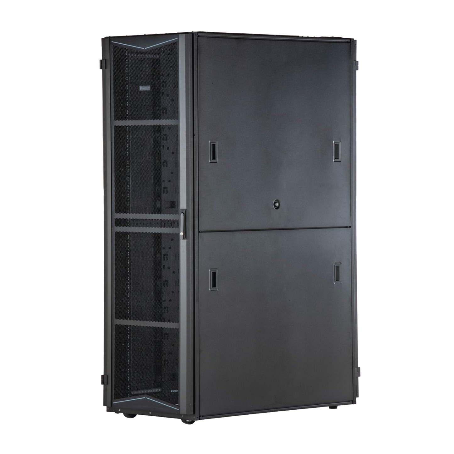 Gabinete FlexFusion para Centros de Datos, 45 UR, 700 mm de Ancho, 1070 mm de Profundidad, Sin Paneles Laterales, Fabricado en Acero, Color Negro