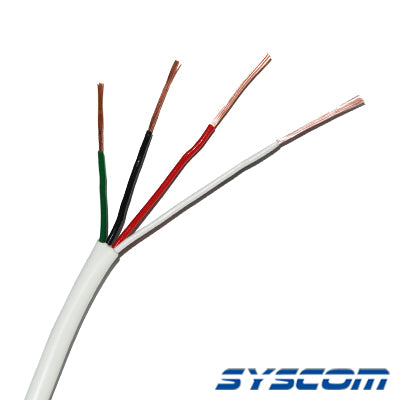 Bobina de 305 Metros / Cable de Cobre / 4 x 22 AWG / Tipo Alarmas UL / Para Interior / Color Blanco / Para Aplicaciones de Alarmas de Intrusión / interfonos / TV Porteros / y Multi-Propósito/ Hecho en México