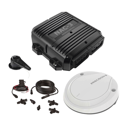 Kit piloto automático que incluye: piloto automático NAC-3,  sensor de timón RF-25 y brújula de precisión-9