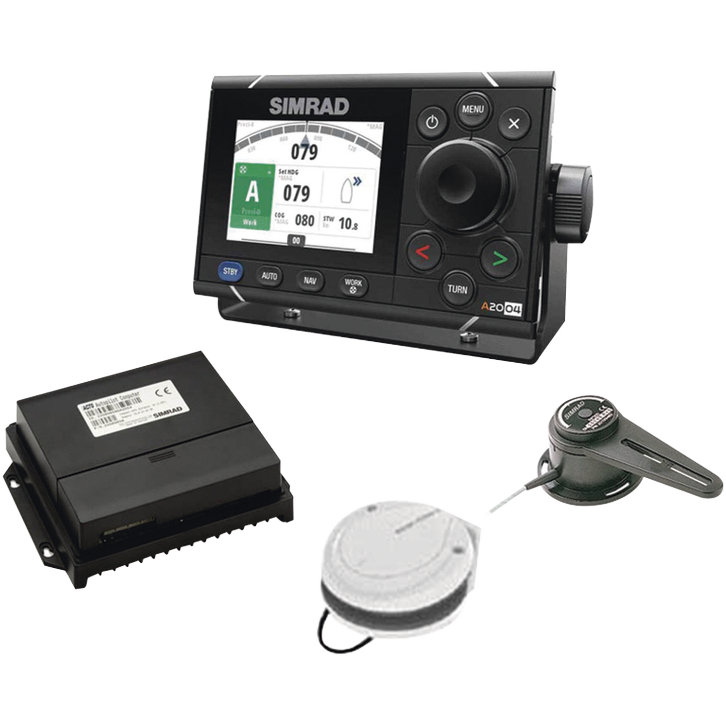Paquete Autopiloto con controlador A2004, computadora con piloto automático AC70, retroalimentación del timón RF300 y brújula Precision 9.