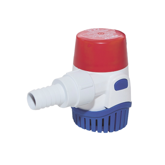 Bomba sumergible de achique de 360 galones por hora a 12 Volts de corriente directa.