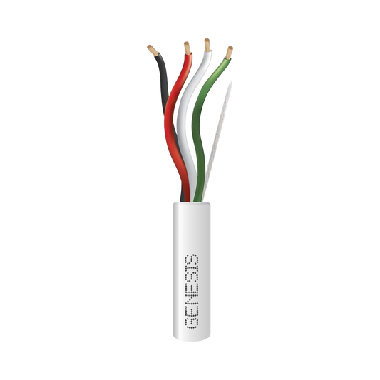 Bobina de 152 Metros / Cable de Cobre / 4 x 14 AWG / Tipo Audio CMR, CL2R, FT4 / Color Blanco / Para Aplicaciones en Audio / AUDACIOUS