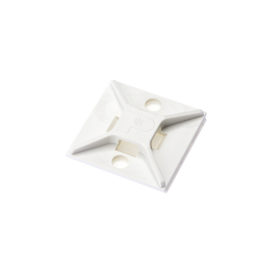 Sujetador Para Cable de 4 Vías, con Adhesivo, 25.4 x 25.4mm (1in x 1in), Color Blanco, Uso en Interior, 1 pieza