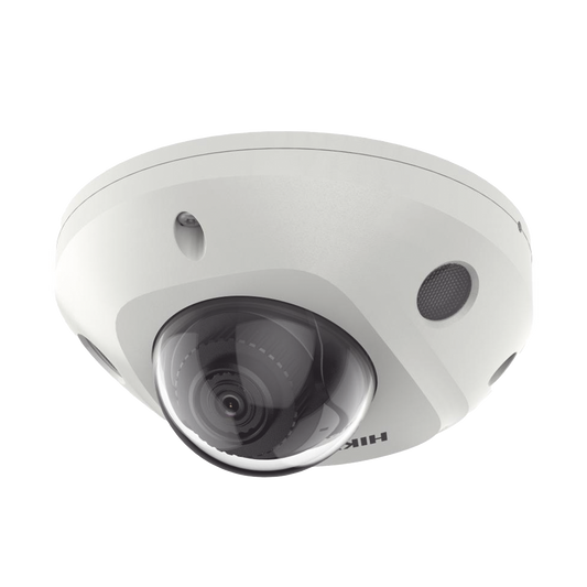 Mini Domo IP 4 Megapixel / Lente 2.8 mm / Micrófono Integrado / 30 mts IR EXIR / Exterior IP67 / IK8 /  WDR 120 dB / PoE / ACUSENSE (Evita Falsas Alarmas) / Entrada y Salida de Audio y Alarma / MicroSD / ONVIF / ACUSEARCH