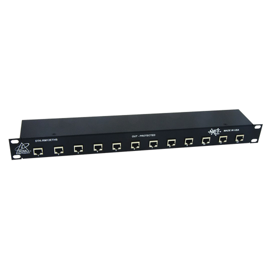 Protector de puertos IP de 12 Canales para uso en CAT5e, CAT6 y CAT6A.