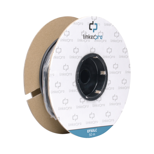 Carrete de Fibra Óptica Monomodo con Conectores LC-LC Duplex, Reforzada con Kevlar, de 50 metros