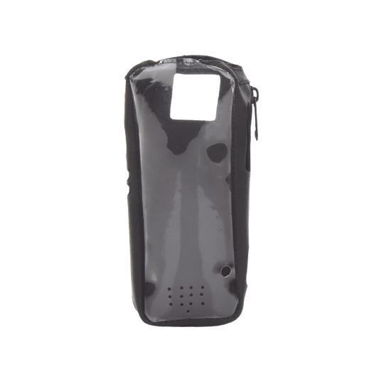 Funda Reforzada en Piel para Cinto, con Cierre y Amplio Visor Frontal Transparente para Radios Aéreos IC-A25.