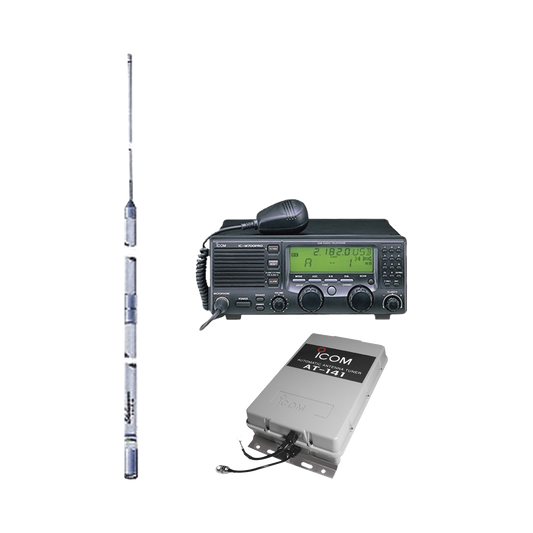 Kit de radio IC-M700pro con sintonizador de antena AT-141 y antena HF Shakespeare 393