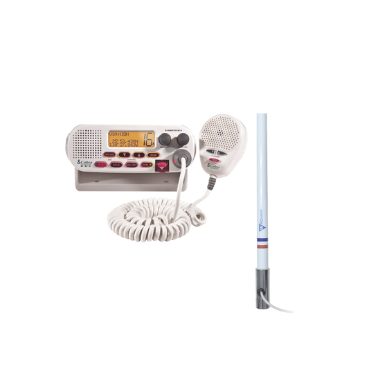 Kit de radio MRF45D | mas antena marina TX-5101-SYS fabricada en fibra de vidrio con base roscable de acero inoxidable