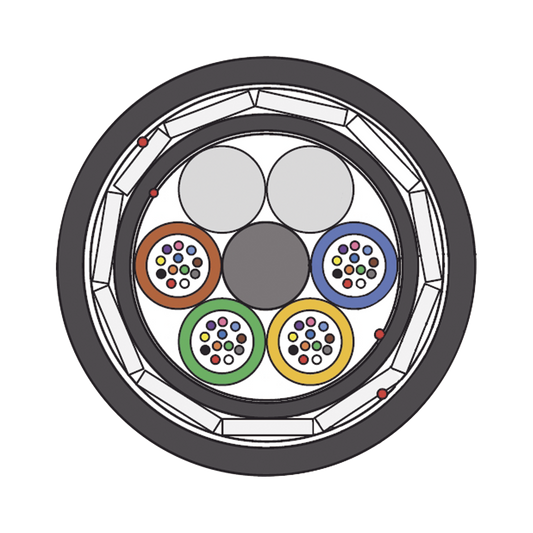 Kilómetro de Fibra Óptica Aérea (ADSS) G.652D Armada Anti roedor, Dieléctrica, Monomodo 48 Hilos, Span 200