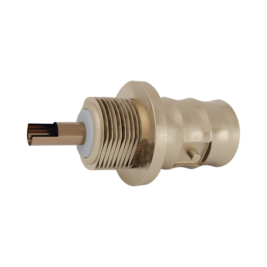 Conector BNC Hembra para Chasis, Soldable, Montaje Frontal D-Plano, Sin Herraje, Níquel/ Oro/ Teflón.