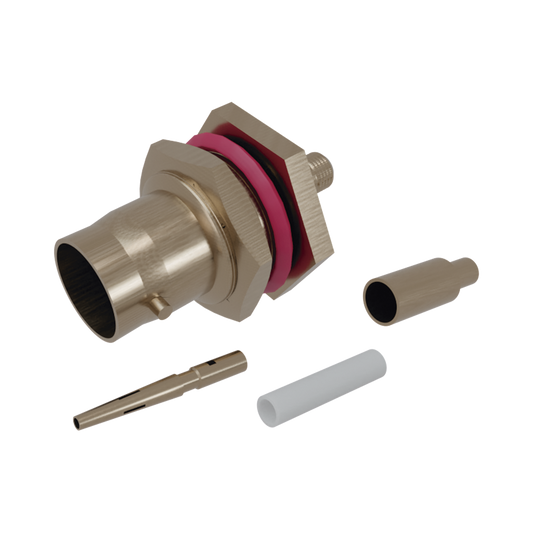 Conector BNC Hembra/ Chasis en D-Plano de Anillo Corto/ RG-174, RG-316, Níquel/Oro/Teflón.?