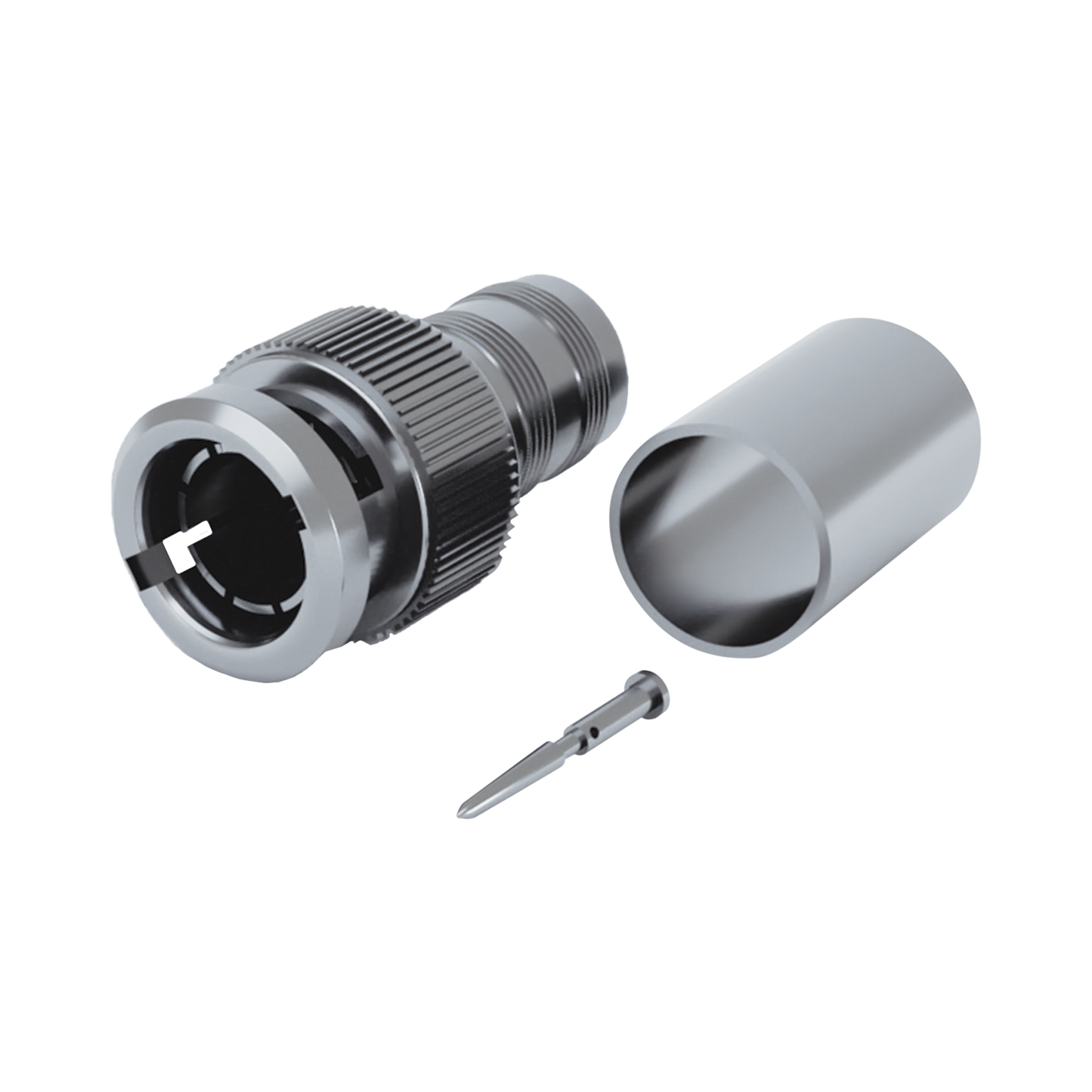 Conector BNC Macho de 75 Ohm, Anillo Plegable para BELDEN 8281 tipo RG-59/U, Plata/ Oro/ Teflón.