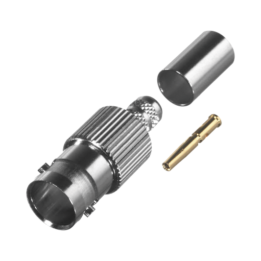 Conector BNC Hembra de Anillo Plegable para Cable COMMSCOPE 735 Grupo K, Níquel/ Oro/ Teflón.