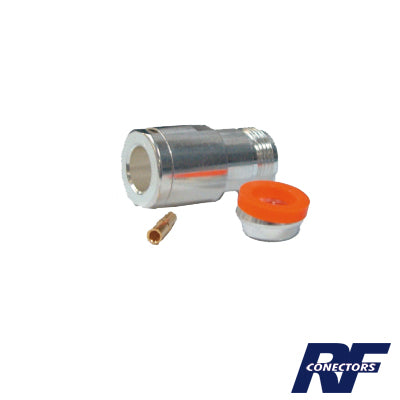 Conector N Hembra de Rosca para LMR-400, 9913, 7810A, 8214, CNT-400, RG8/U-SYS, R-FLASH-1113, Plata/ Oro/ Teflón.