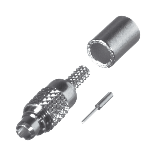 Conector MMCX Macho de Anillo Plegable para RG-178, BELDEN 83265, Grupo A, Oro/ Oro/ Teflón.