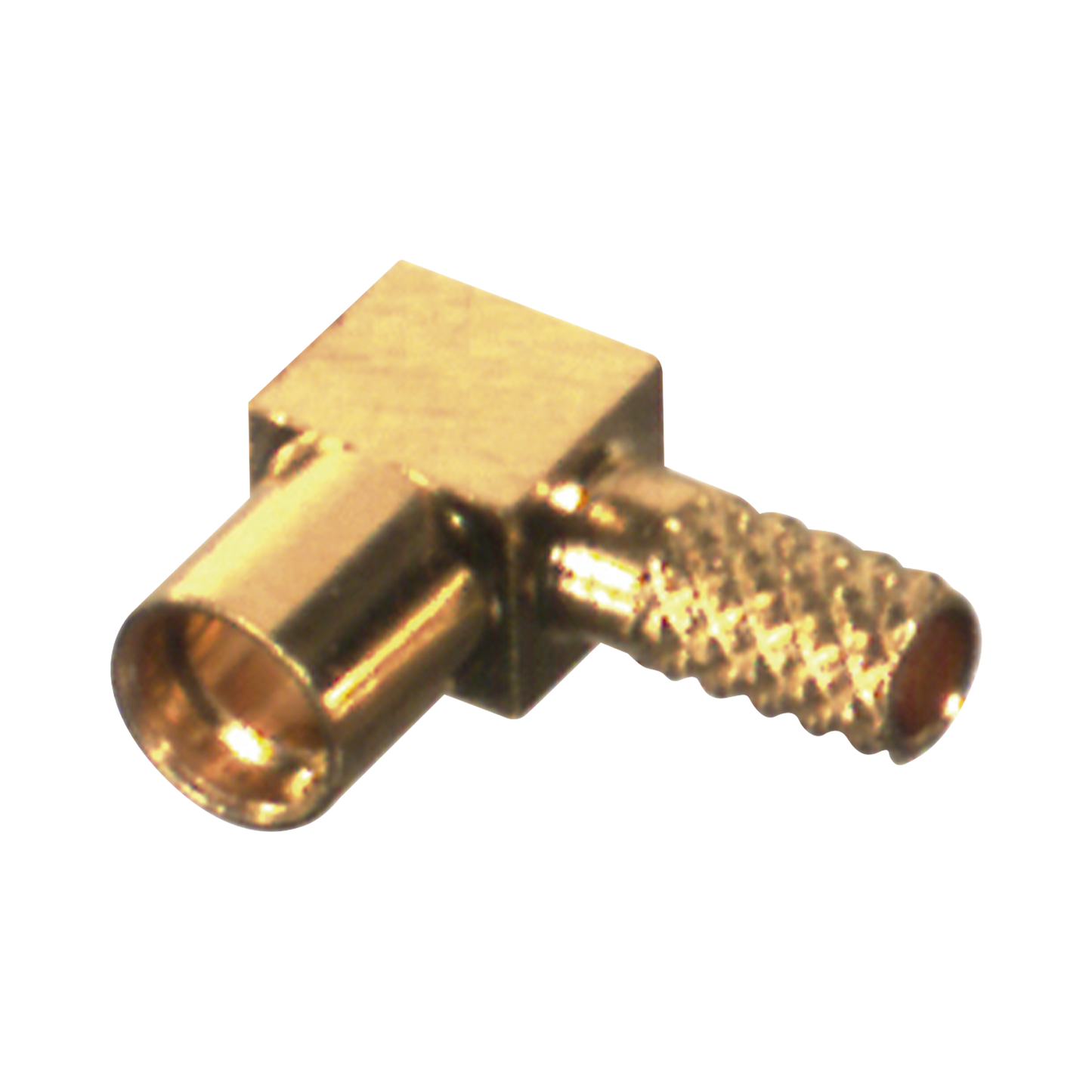 Conector MMCX Hembra en Ángulo Recto de Anillo Plegable para Cable RG-174/U, Grupo B, Oro/ Oro/ Teflón.