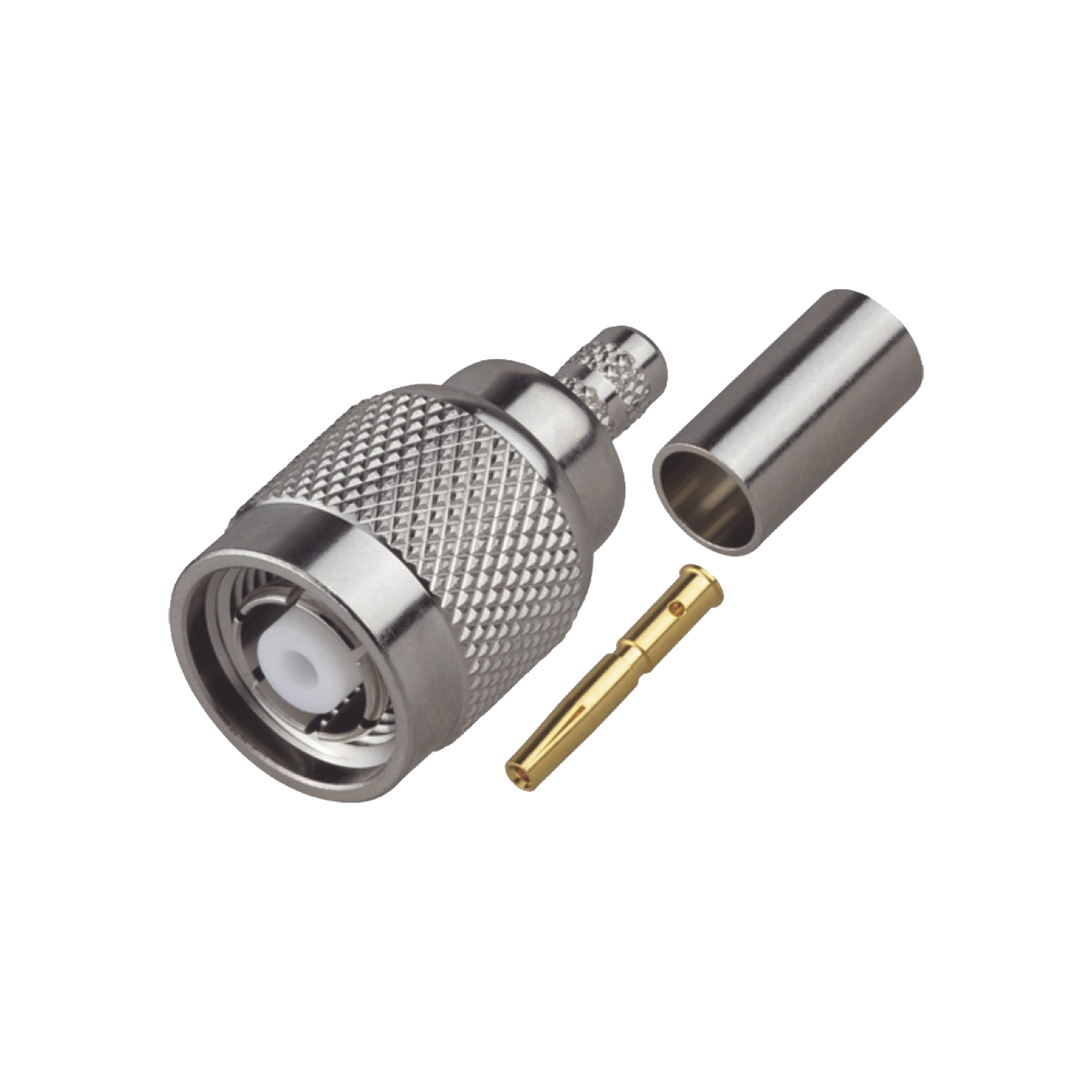Conector TNC Macho Inverso de Anillo Plegable para Cable RG-58/U, Níquel/ Oro/ Teflón.