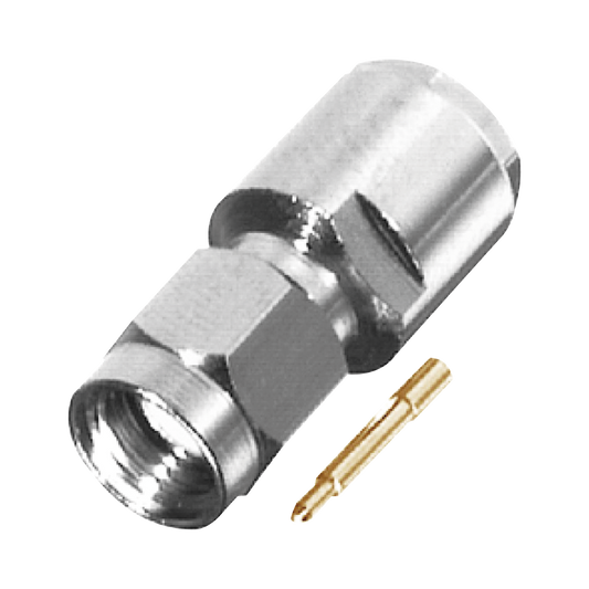 Conector SMA Macho de Rosca para RG-58/U, LMR-195, Grupo C, Níquel/ Oro/ Teflón.?