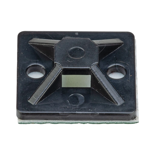 Montaje-Sujetador Adhesivo de 4 Vías de 1" x 1" x 1/4", Color Negro,  Nylon 6.6 Retardante de Llamas V-2, Paquete de 100pz
