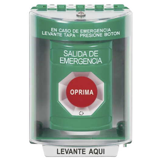 Botón Multipropósito, Salida De Emergencia, Girar Para Reset, Español, Cubierta De Policarbonato, 2 Relevadores NO/NC, Interior/Exterior