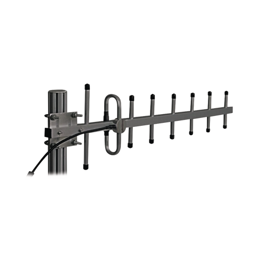 Antena Yagi 440-460 MHz, 10dB Ganancia, Anodizada en Negro, 7 Elementos, N Macho.