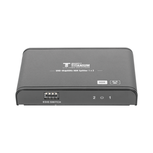 Divisor (Splitter) HDMI 4K de 1 Entrada a 2 Salidas (Simultaneas) / Soporta 4K×2K / Ajuste de resoluciones EDID / HDR / HDMI 2.0 /  HDCP 2.2  / Soporta formatos de Audio Dolby Digital / Longitud del cable de entrada y salida ≤10m.
