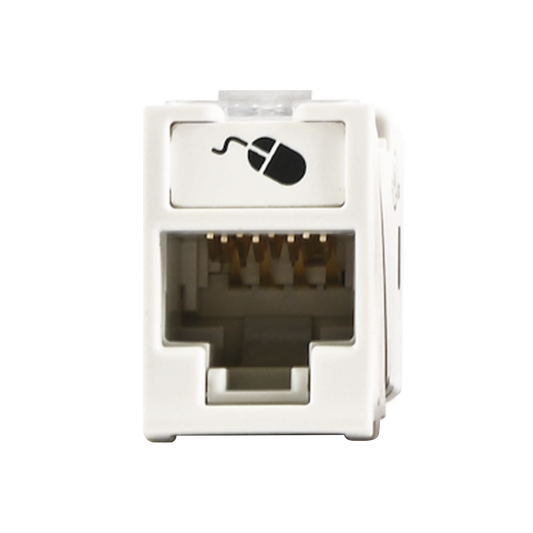 Jack UltraMAX Cat6A, UTP, Montaje híbrido en Placa de Pared (Plano y Angulado), Color Blanco, Punch Down