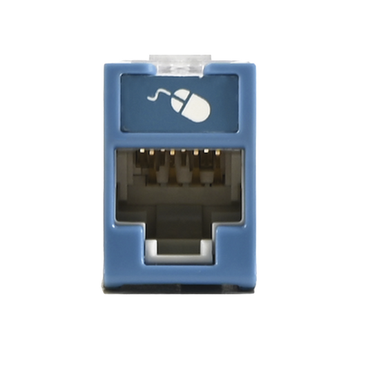 Jack UltraMAX Cat6A, UTP, Montaje híbrido en Placa de Pared (Plano y Angulado), Color Azul, Punch Down